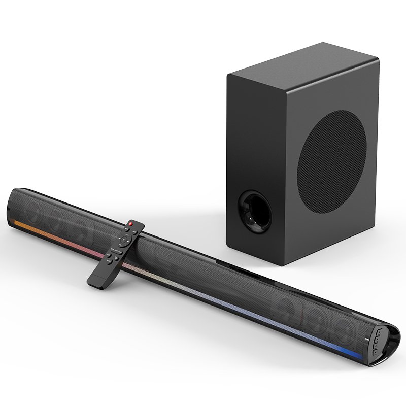 Kiano Soundbar TV Bluetooth 60W (2x30W) Con Telecomando - Ingressi HDMI ARC, Ottico, AUX, USB, LED - Sistema Audio Per TV E PC